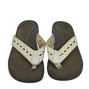 Abeo ARMIDA Beige Leather Flip Flop Sandals for Women Size 7